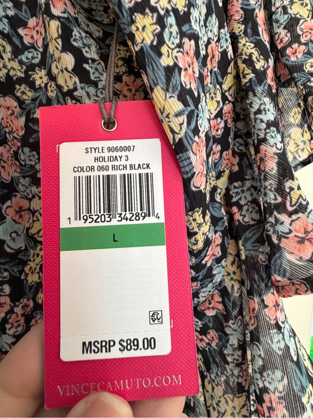 NWT Vince Camuto Navy Floral Ruffle-Sleeve Blouse - Picture 6 of 6